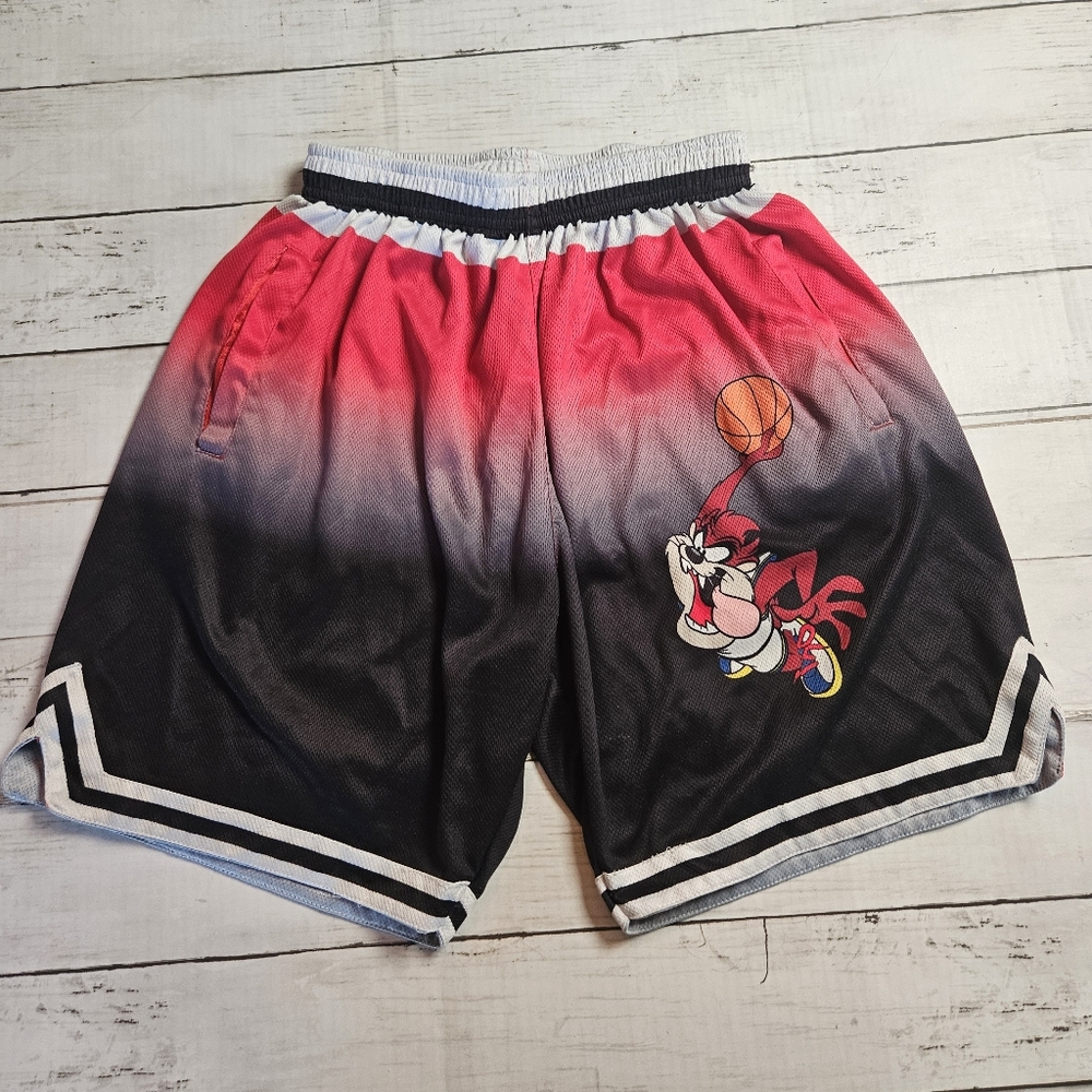 GT Taz Looney Tunes Basketball Shorts Red And Black Youth XL